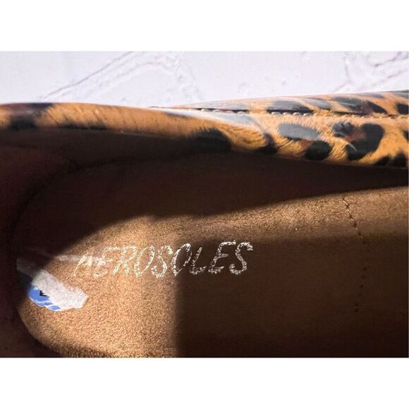 Aerosoles Size 7.5 Animal Print Loafers Flats Brown Cheetah Leopard Comfortable - Picture 5 of 6